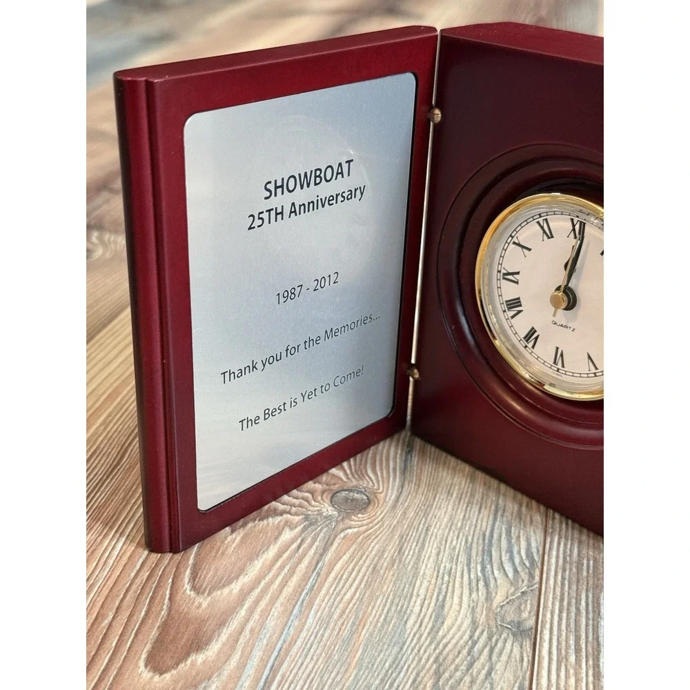 ShowBoat Atlantic City 25Th Anniversary Rosewood Folding Desk Clock